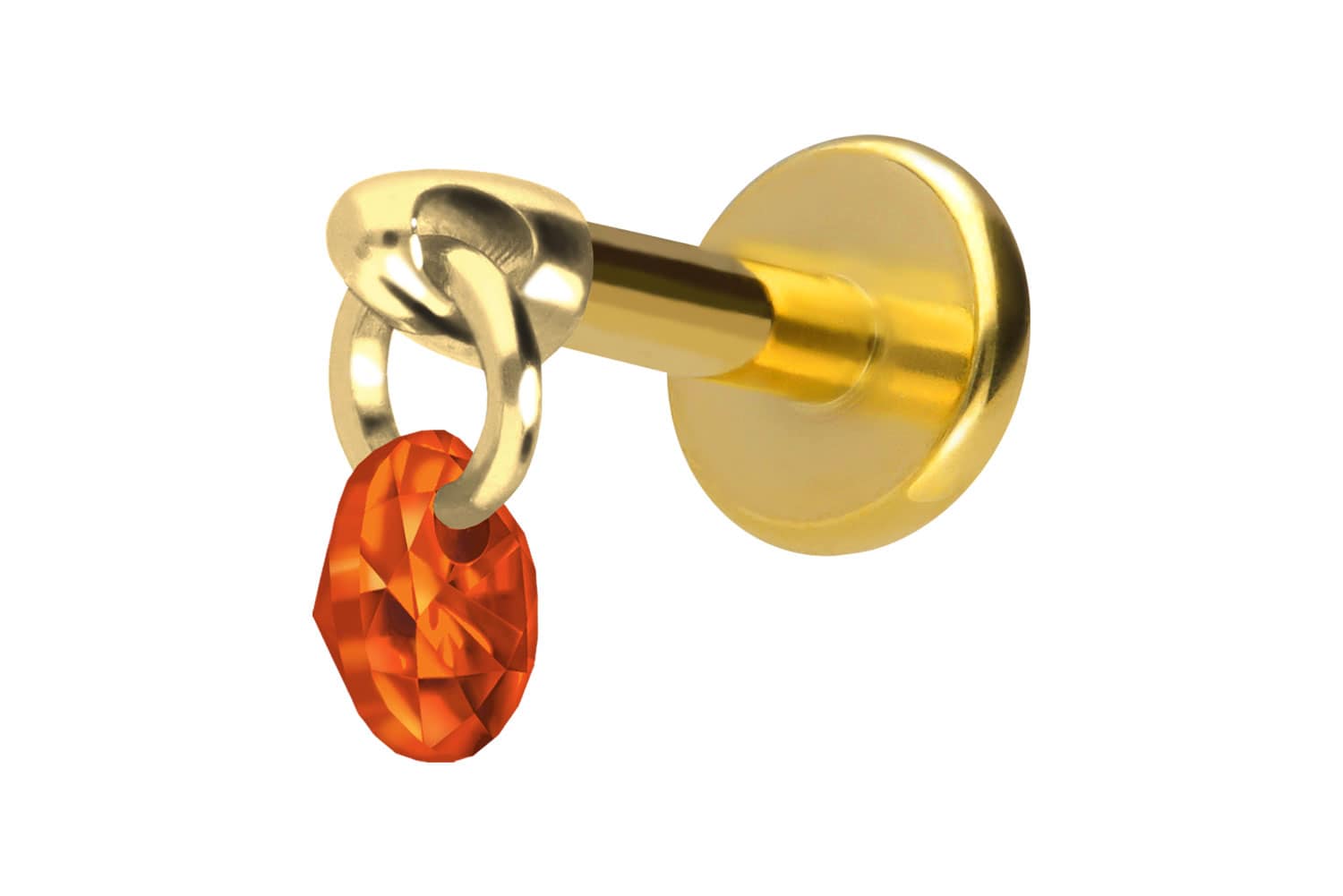 Titan Labret Piercing mit Innengewinde RUNDER KRISTALL